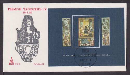 Briefmarken Malta Europa Brief Block 1980 Flemish Tapestries