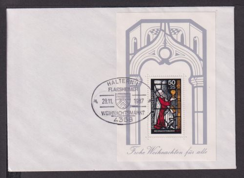 Weihnachten Briefmarken Deutschland Brief Block 1987 Weihnachtsmarkt Haltern