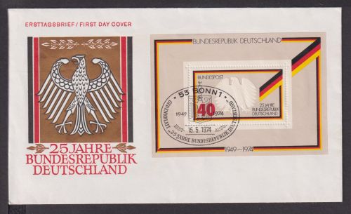 Briefmarken Deutschland Brief Block 1974 25 Jahre Bundesrepublik Deutschland