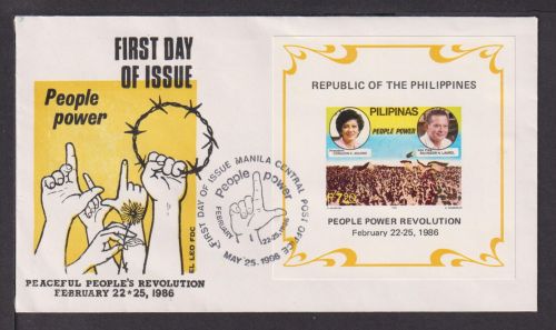 Briefmarken Philippinen Übersee Brief Block 1986 People Power Revolution