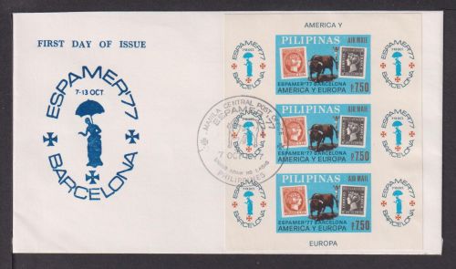 Briefmarken Philippinen Übersee Brief Block 1977 ESPAMER Philatelie Briefmarken