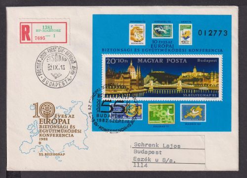 Briefmarken Ungarn Europa Brief Block 1982 10 Jahre Euopäische Konferenz