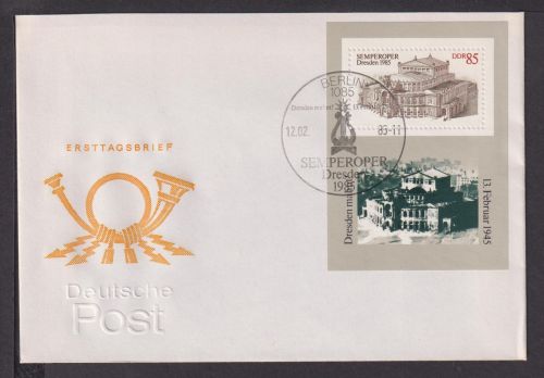 Briefmarken Deutschland DDR Brief Block 1985 Semperoper