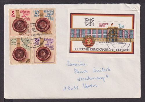 Briefmarken Deutschland DDR Brief Block 1984 35 Jahre DDR
