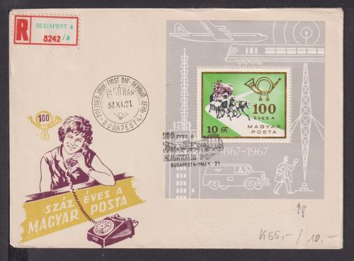 Briefmarken Ungarn Europa Brief Block 1967 Ungarische Post 100 Jare