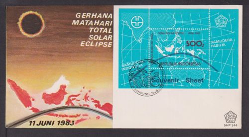 Briefmarken Indonesien Übersee Brief Block 1983 Totale Sonnenfinsternis