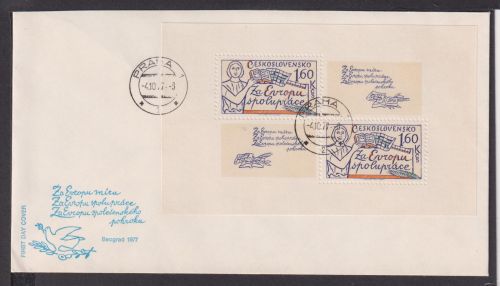 Briefmarken Tschoslowakei Europa Brief Block 1977 Europäische Zusammenarbeit