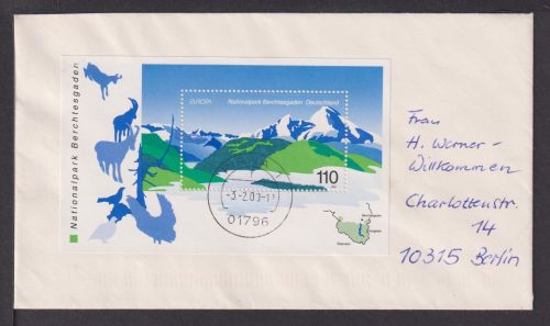 Briefmarken Deutschland Brief Block 2000 Nationalpark Berchdesgaden