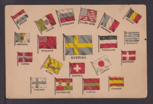 Ansichtskarte Schweden Internationale Flaggen