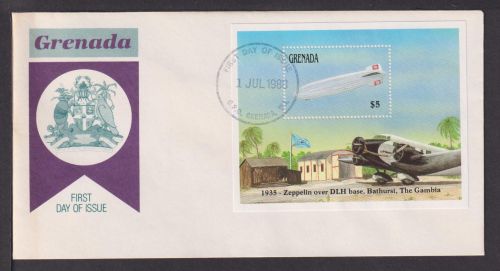 Briefmarken Grenada Übersee Brief Block 1988 1935 Zeppelin über Bathurst