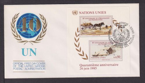 Briefmarken UNO Vereinte Nationen Brief Block 1985 40 Jahre UNO