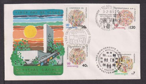 Briefmarken UNO Vereinte Nationen Brief 1984 Intern Bevölkerungs Konferenz