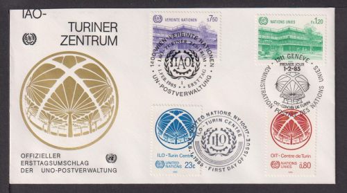 Briefmarken UNO Vereinte Nationen Brief 1985 IAO Zentrum Turin