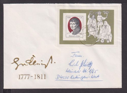 Briefmarken DDR Deutschland Brief Block 1977 Heinrich Kleist