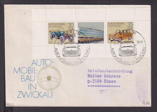 Briefmarken DDR Deutschland Brief Block 1979 Automobilbau in Zwickau