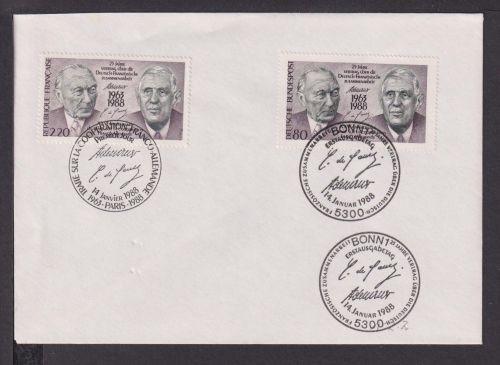 Briefmarken Deutschland Brief 1988 25 Jahre Deutsch Franz. Zusammenarbeit