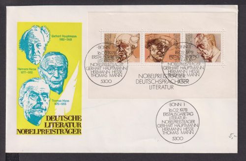 Briefmarken Deutschland Brief Block 1978 Deutsche Literatur Nobelpreisträger