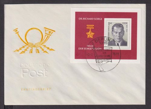 Briefmarken DDR Deutschland Brief Block 1976 Dr Richard Sorge Held d Sowjetunion