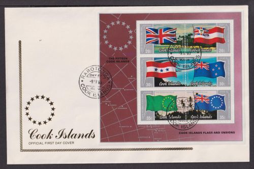 Briefmarken Cook Inseln Übersee Brief Block 1983 Flags and Ensigns