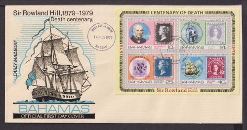 Briefmarken Bahamas Übersee Brief Block 1970 Sir Rowland Hill 100. Todestag