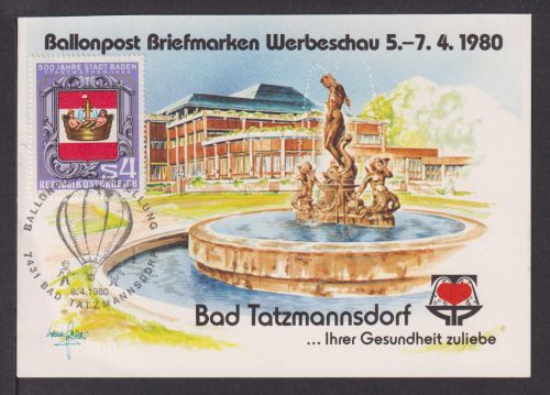 Philatelie Flugpost Airmail Ballonpost Österreich Europa SST Bad Tatzmannsdorf