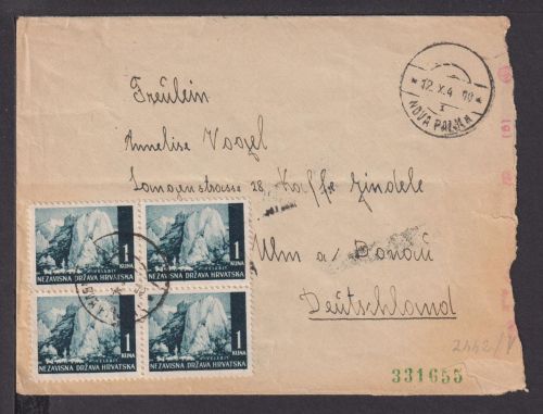 Kroatien Europa Viererblock 1941 Ulm Baden-Württemberg