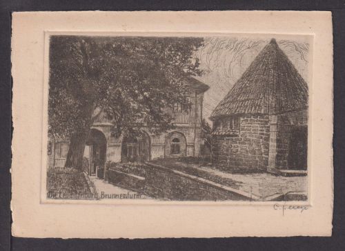 Ansichtskarte Leuchtenburg Thüringen Brunnenturm Radierung