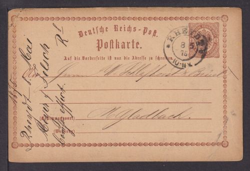 Deutsches Reich Brustschild Ganzsache P1 K2 Rheydt Rheinland Mönchengladbach