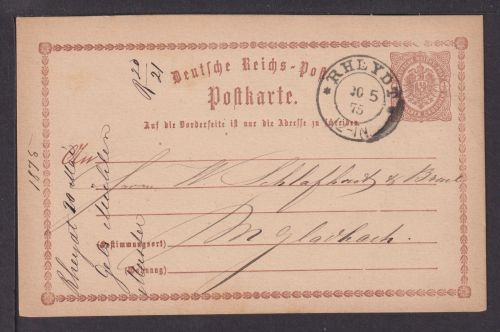 Deutsches Reich Brustschild Ganzsache P1 K2 Rheydt Rheinland Mönchengladbach