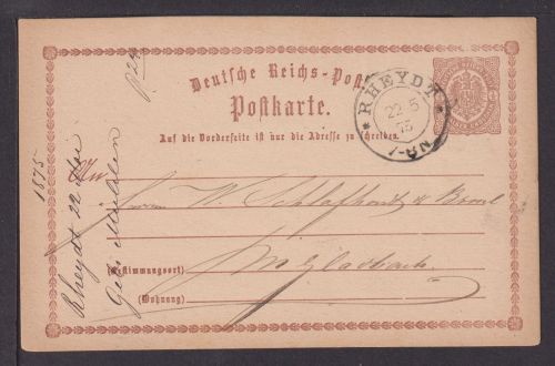 Deutsches Reich Brustschild Ganzsache P1 K2 Rheydt Rheinland Mönchengladbach