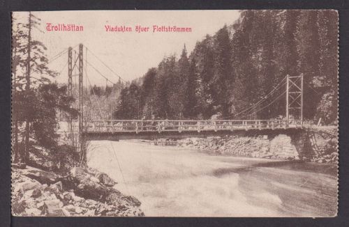 Ansichtskarte Trollhättan Schweden Brücke über Fluss