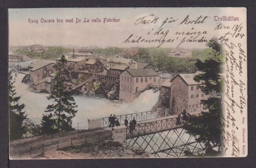 Ansichtskarte Trollhättan Brücke mit Fabrik Schweden 1905 Vennersborg