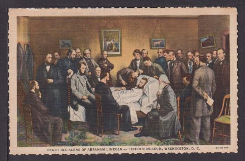 Ansichtskarte Totenbett Scene Präsident Abraham Lincoln Washington DC USA