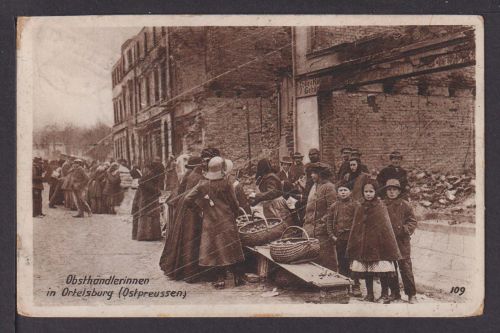Ansichtskarte Ortelsburg Ostpreußen Obsthändlerinnen Sterkrade NRW 1918 Holten