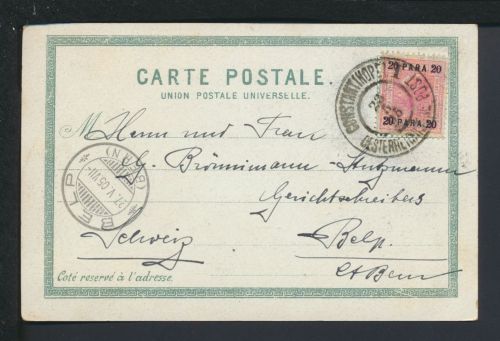 Österreich österr. Post Levante Ansichtskarte Constantinopel 1915 Bern Schweiz