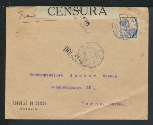 Zensur Brief Battavia Niederländisch Indien Geöffnet Zensur 1916 Bern Schweiz