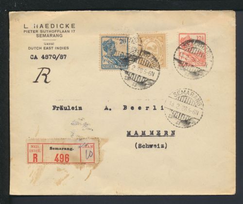 R Brief Semarang Niederländisch Indien Geöffnet Zensur 1928 Mammern Schweiz
