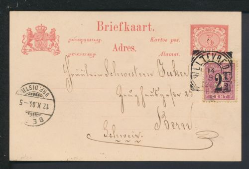 Ganzsache Weltevreden Niederländisch Indien 1904 Bern Schweiz