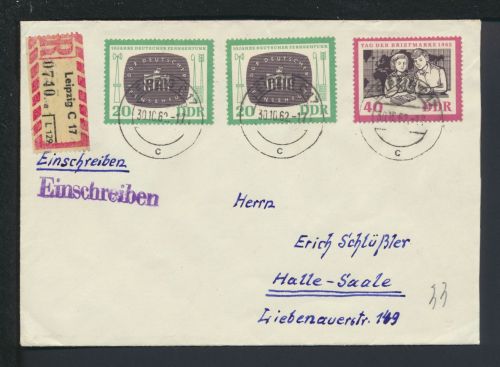 DDR R-Brief Leipzig Sachsen 1962 Tag der Briefmarke Halle Saale Sachsen-Anhalt