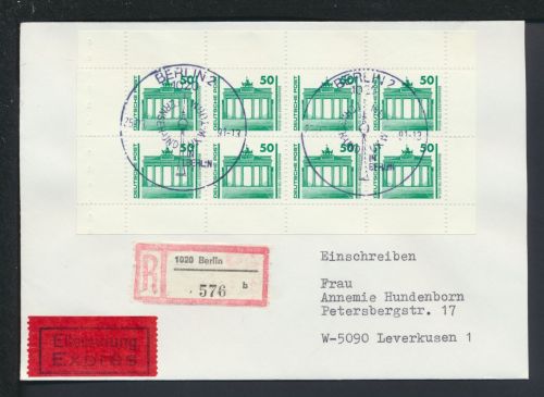 Zusammendruck Bund DDR MEF 3346 Heftchenblatt 21 Bund R-Brief Express selt SST