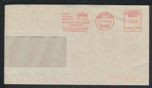 Berlin Brief selt SST AFS Tag der Deutschen Einheit 1990 Berlin Freistempel