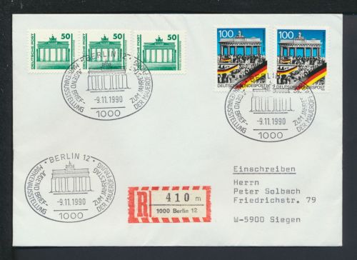 Bund R-Brief selt SST Jugend Briefmarken Ausst Jahrestag der Maueröffnung