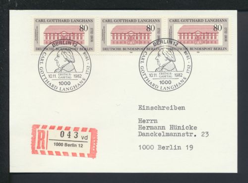 Berlin R-Karte MEF 684 SST Carl Gotthard Langhans 1982 Berlin Brandenburger Tor