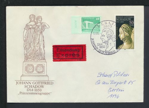 DDR Express Brief selt SST Johann Gottfried Schadow Berlin 1989