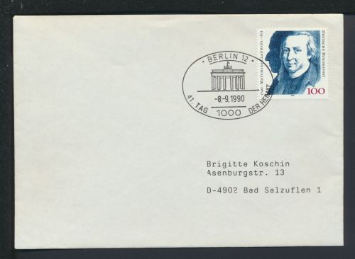 Bund Brief selt SST 41. Tag der Heimat Berlin 1990 Bad Salzuflen NRW
