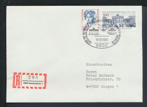 Bund R-Brief SST 1. Gesamtdeutscher Bundestag des BDPh 1991 Saarbrücken Saarland