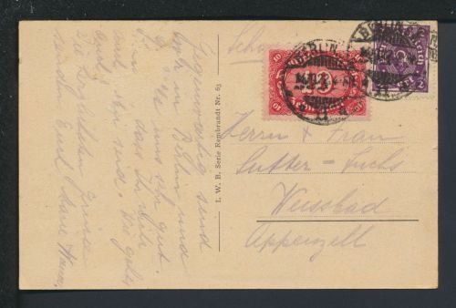 Infla Ansichtskarte Berlin Brandenburger Tor Reichstag 1922 Appenzell Schweiz