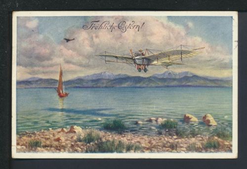 Flugpost schöne alte Ansichtskarte Ostern Flugzeug 1918 Bozen Südtirol Italien