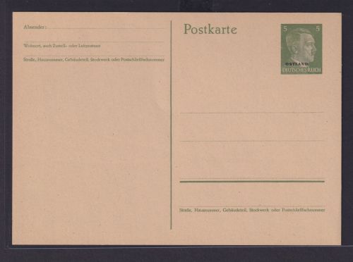 Besetzung Ostland II Weltkrieg Deutsches Reich Hitler Ganzsache mit Aufrduck P 1