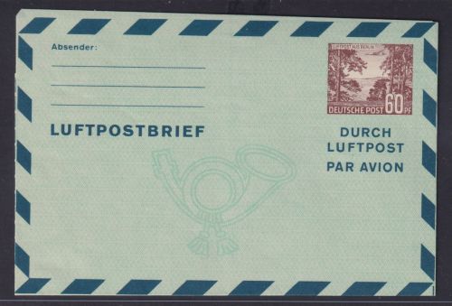 Berlin Brief Ganzsache Luftpostfaltbrief Aerogramm 60 Pfg. Bauten Kat.-Wert 60,-